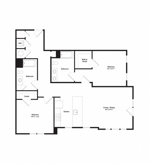 a floor plan of a house with a combination of bedrooms and baths